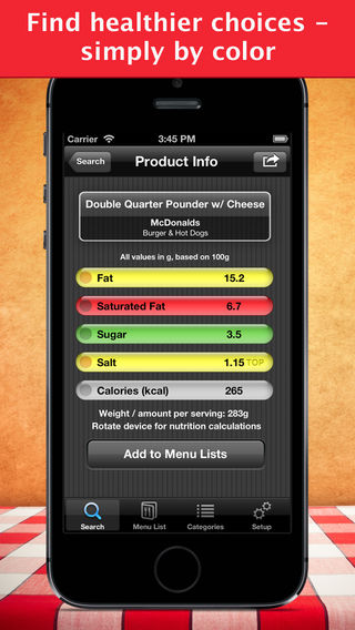 Fast Food Calories Counter & Restaurant Nutrition Menu Finder, Weight Calculator & MealS Tracking Journal